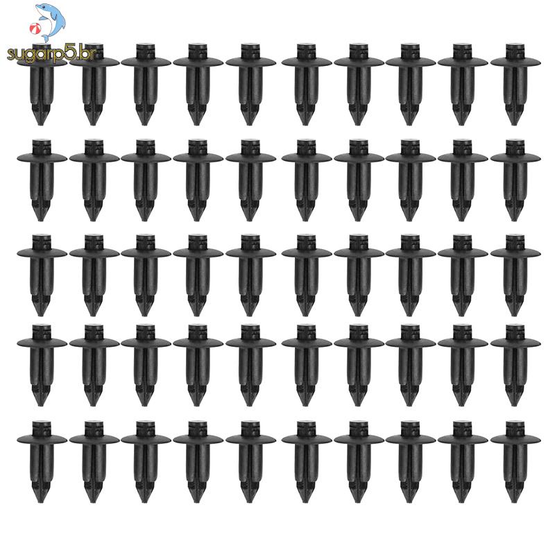 50x Rebite Plástico Clipes De Fixação De Painel De Confecção De Bicicleta 6mm Para Honda Yamaha Blac