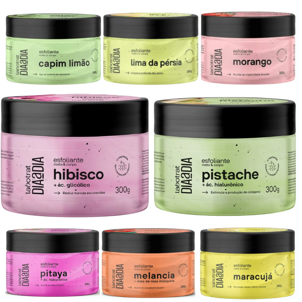 Esfoliante Corpo e Rosto Labotrat – 300g Pistache Hibisco Morango Melancia Pitaya Maracuja