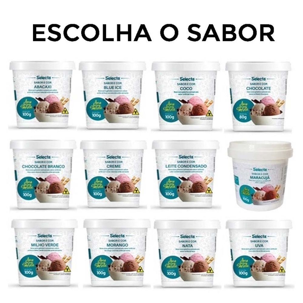 Base Sorvete Sabor em Pó para Sorvete Escolha o Sabor 80g a 100g – Selecta