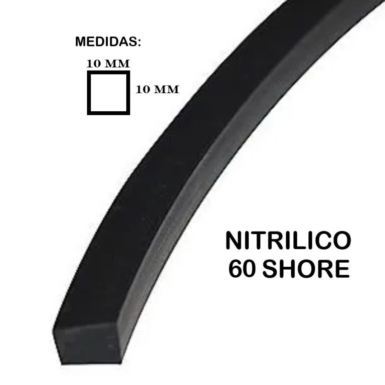 Cordão Borracha Quadrado Vedação 10mmx10mm Nitr