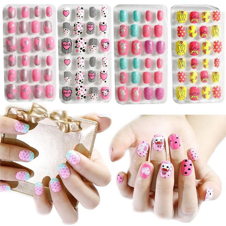 KIT 24 Unhas Postiça Infantil Para Crianças Kids