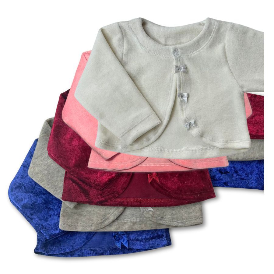 Casaco Bolero Bebê Aveludado Menina – Várias Cores