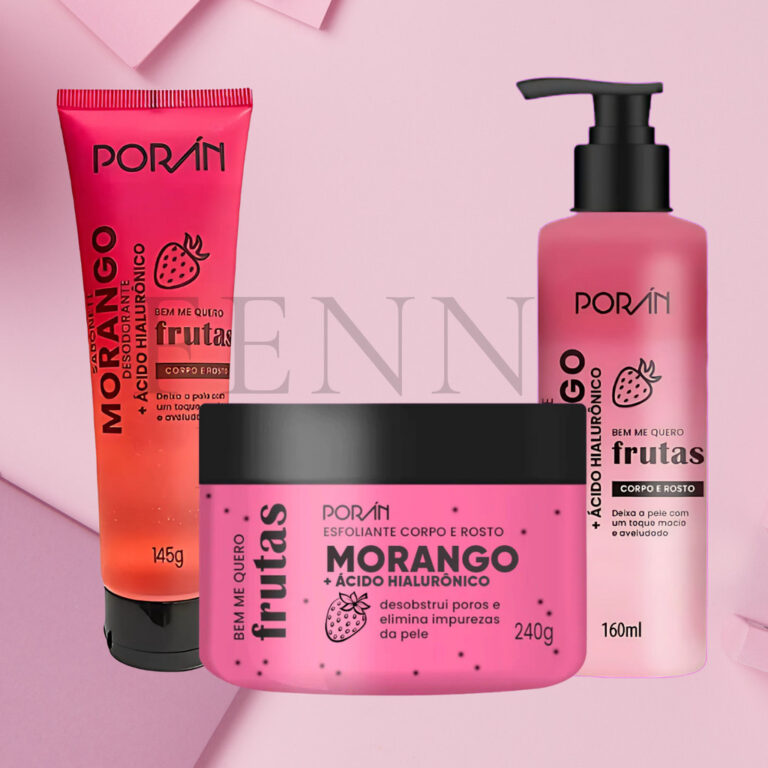 Kit Cuidados Morango: Hidratante, Esfoliante e Sab