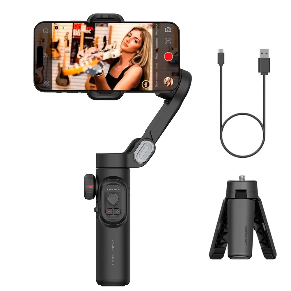 AOCHUAN Smart XE Estabilizador De Gimbal Telefônico De 3 Eixos Para iPhone Dobrável Gimble Com Roda