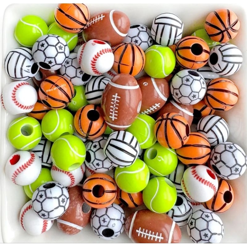 Miçangas Bolinhas Esportes ABS  Kit com 50 Unidades