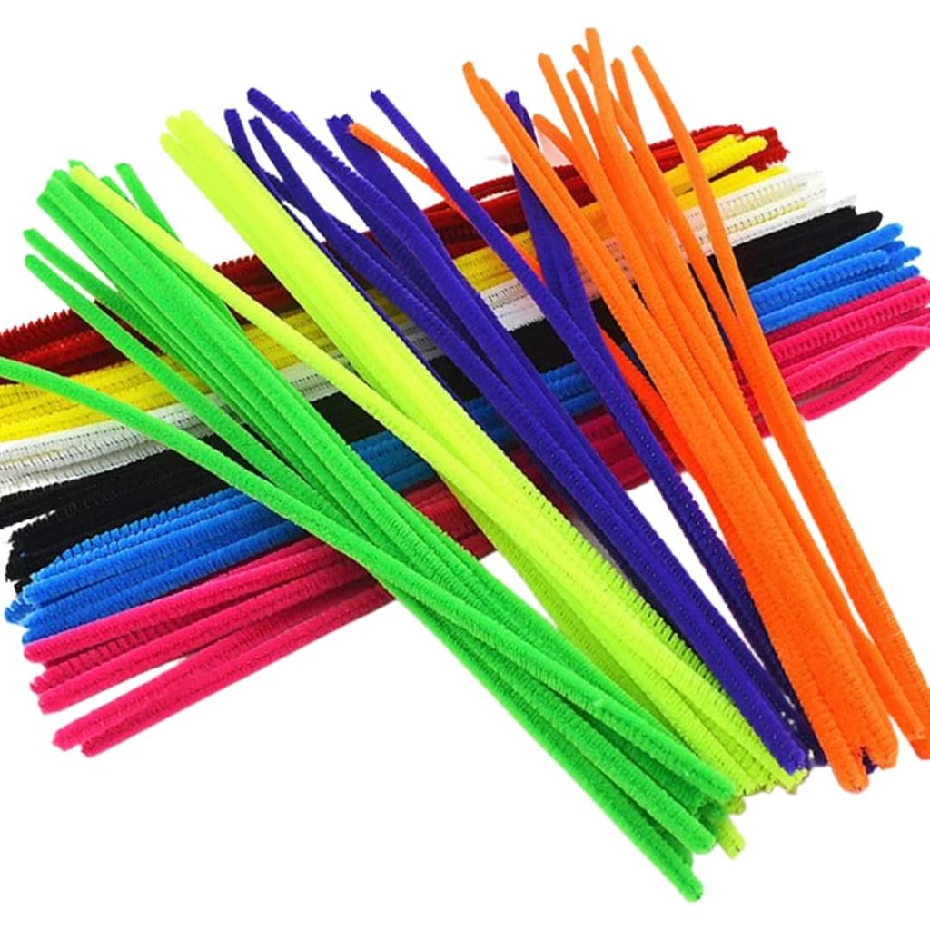 100 Haste de Chenile 30cm Flexivel Cabelo Maluco Coloridas Enfeite Caneta Limpador de Cachimbo
