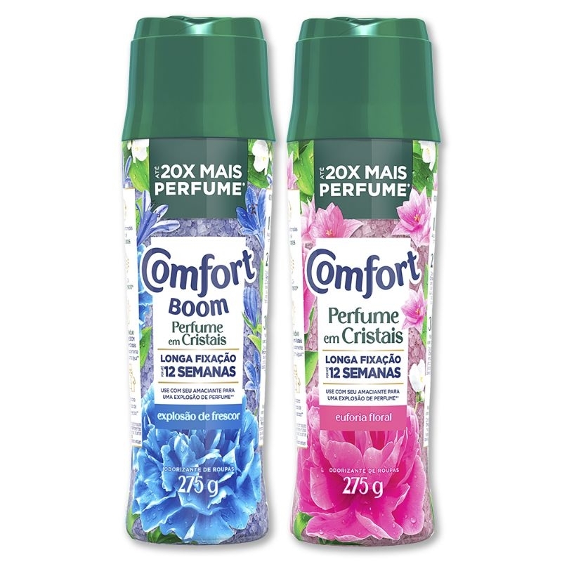 Comfort Boom Euforia Floral e explosão de Frescor 275g Cada 20x Mais perfume em suas ROUPAS Kit com