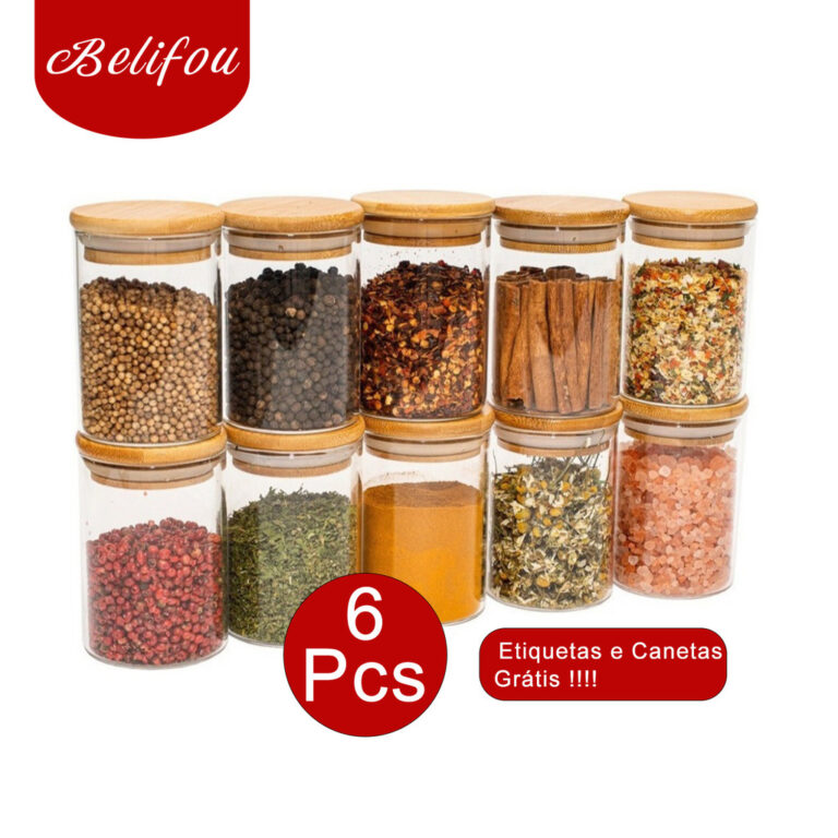 Belifou 200ML Kit 6 Potes Para Alimentos Com Tampa