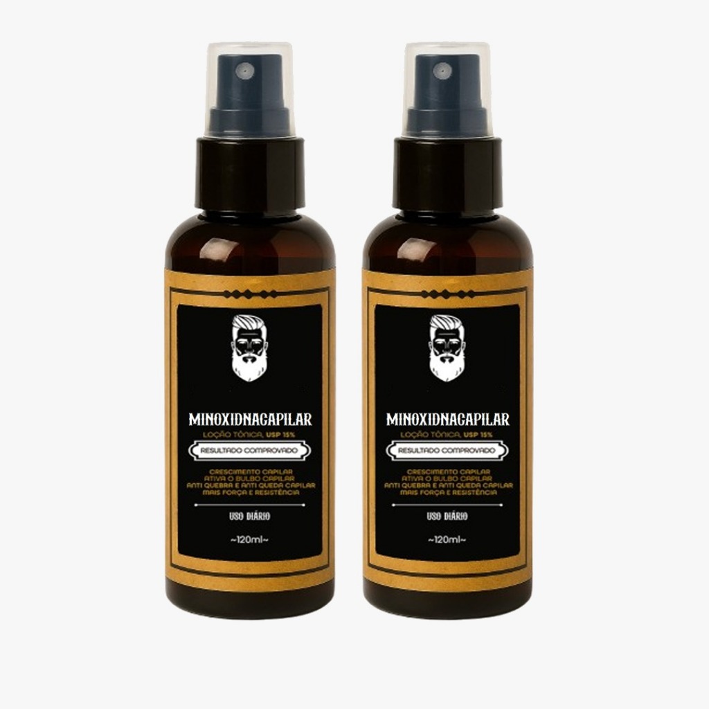 Kit 3X Tônico Capilar Pro Barber MinoxDNA Puro Fio Spray 120ml Crescimento Barba Cabelo 3 meses