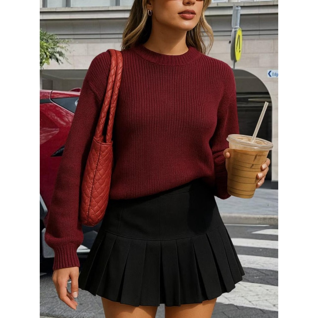 Blusa Trico Lisa Básica Emma Feminina Manga Longa Bufante