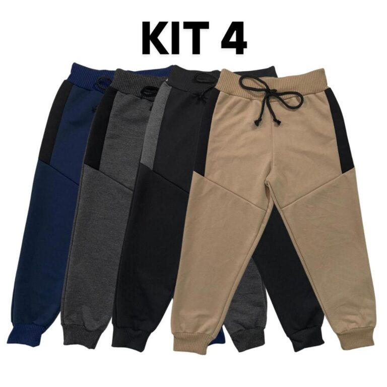 Kit 4 Calça de Moletom Moletinho Menino Infantil 