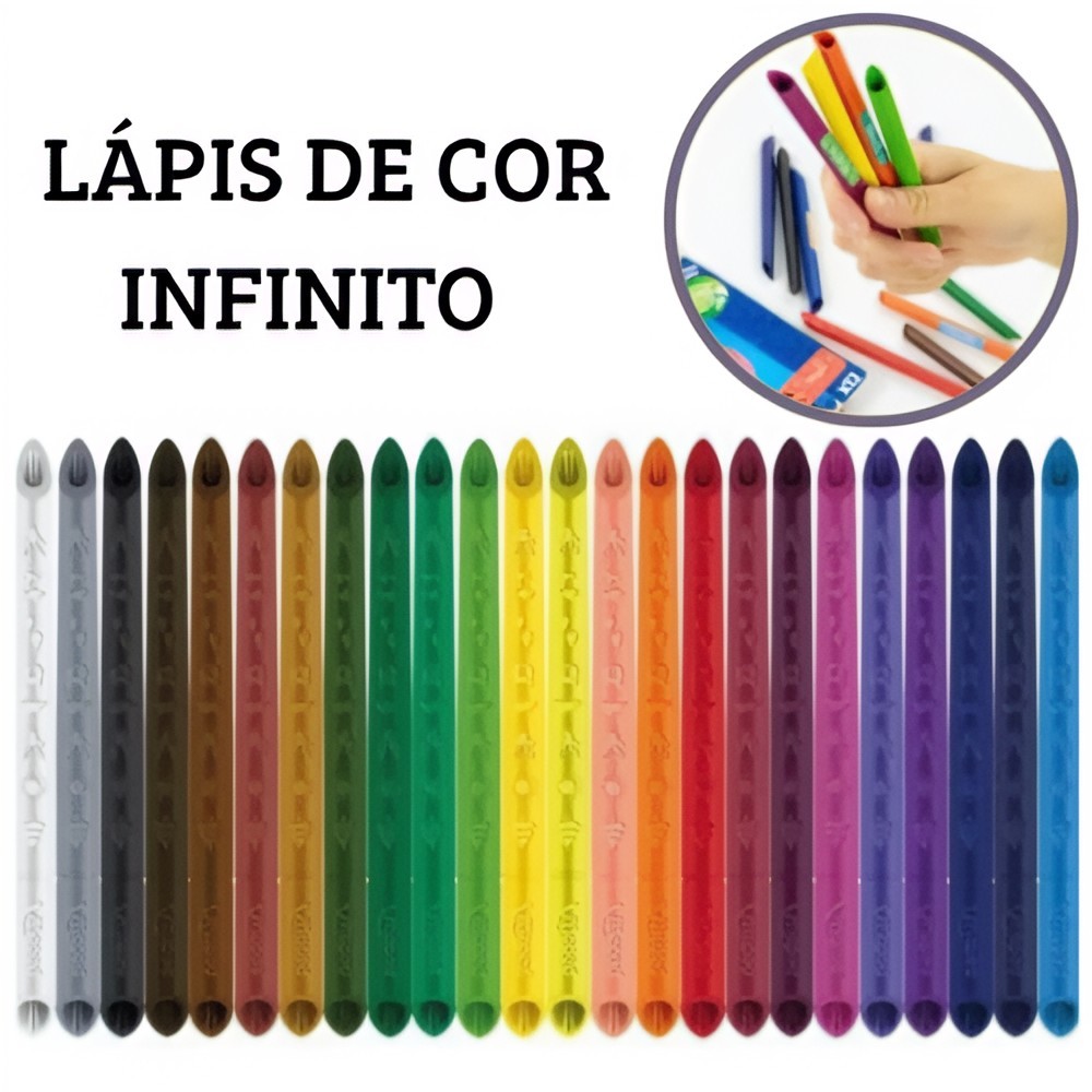 Lápis de Cor 24 e 12 Cores Maped Infinity ColorPeps Sem Apontador 100% Grafite Duram 10x Mais