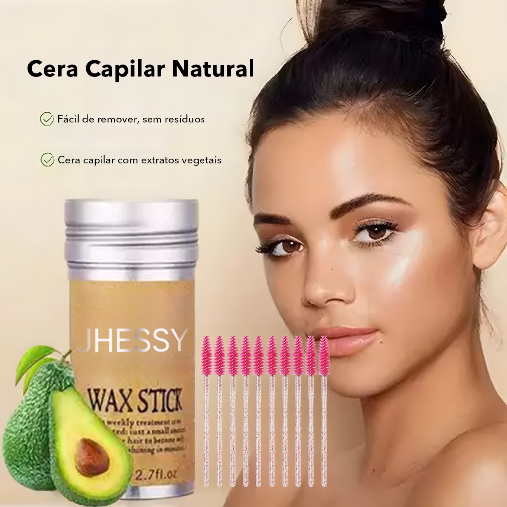 Jhessy Pomada Bastão Modeladora para Cabelo Cera Anti-Frizz e Fixador de Fios Rebeldes com Nutrição