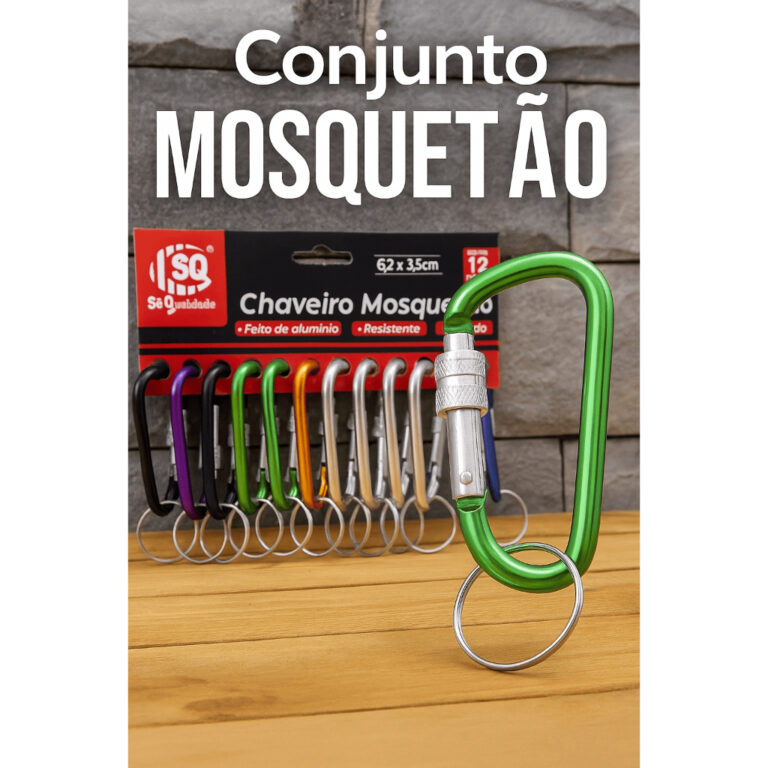 Kit 12 Chaveiros Mosquetão Com Travas Resistentes