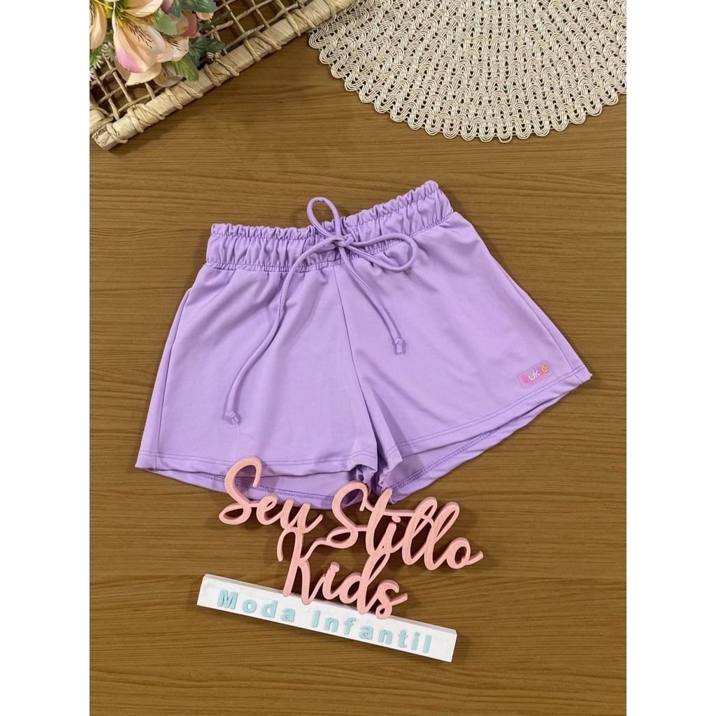 Shorts Infantil com Proteção Solar Kukiê Verão Lilás