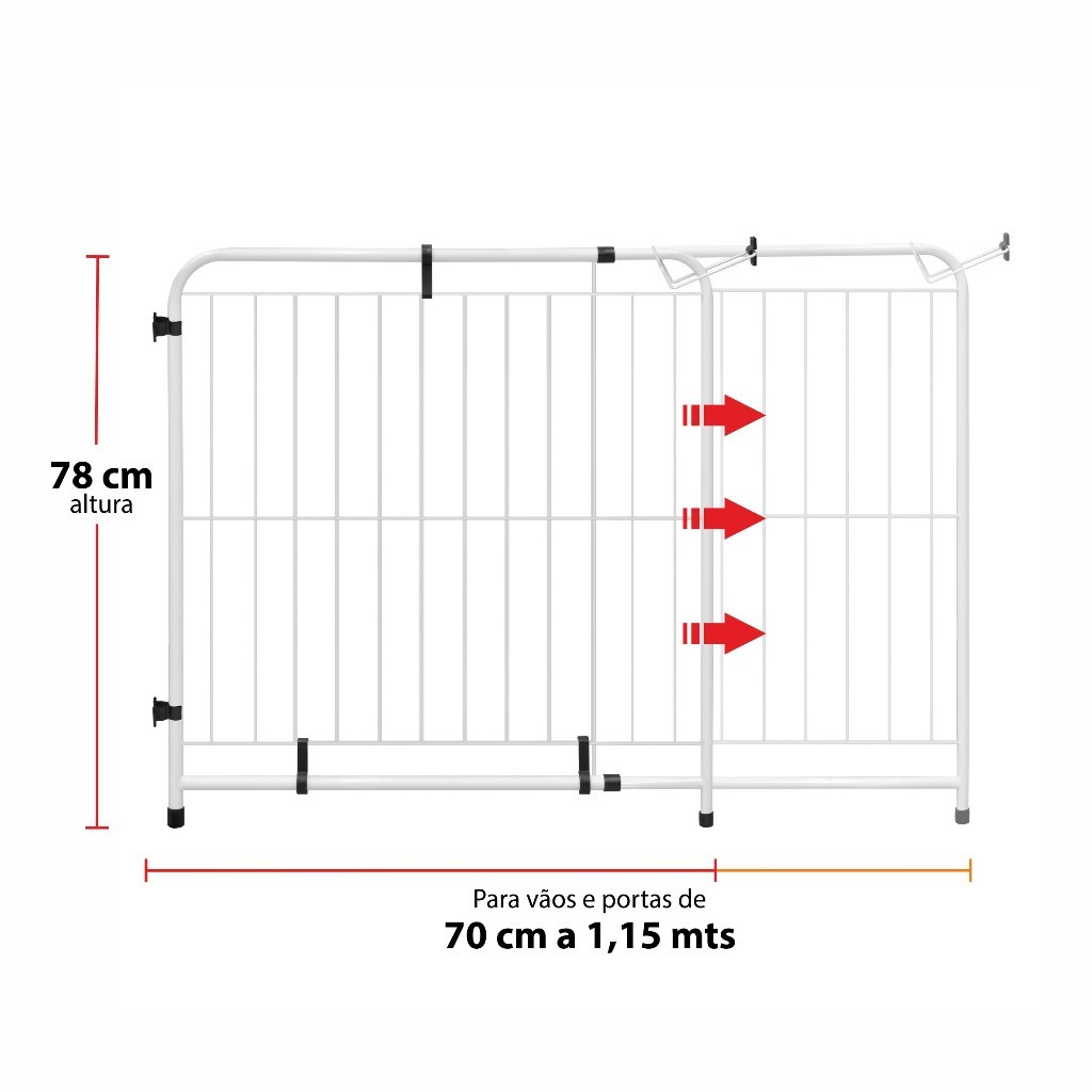 Grade Portão Proteção Pet Crianças Cães Extensivo 70  a 115 Cm Expansivo Grande – LIQUIDAÇÃO