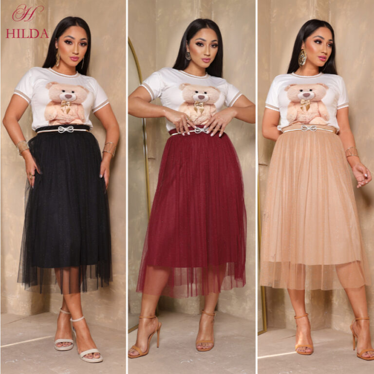 Saia Tule Midi de Brilho Glitter forrada Lisa Moda