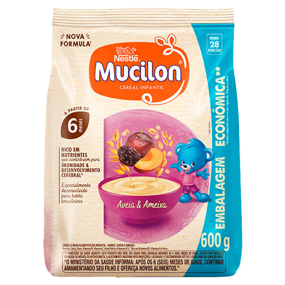 Mucilon Cereal Infantil Sabor Aveia e Ameixa Sachê 600g
