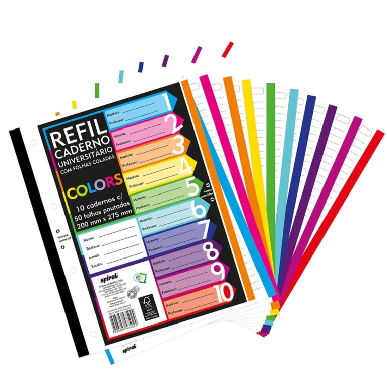 Folha de Fichário Universitário A4 (200 mm x 275