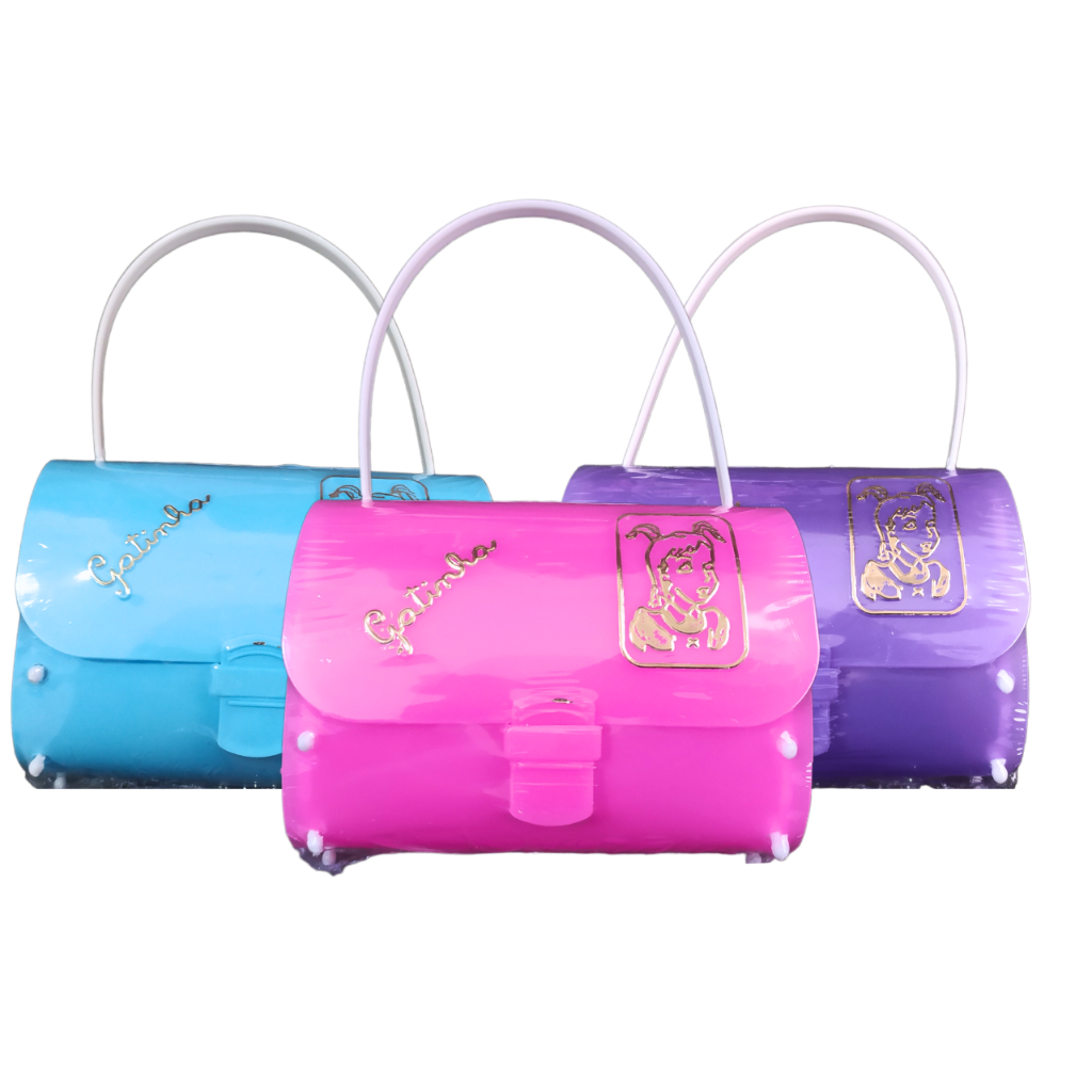 Bolsa Infantil Plástico Colorida Com Fecho Bolsinha Feminina Garotinha