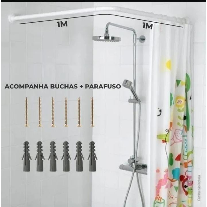 Suporte Box ALUMINIO  Banheiro  Varão Tubo Parede