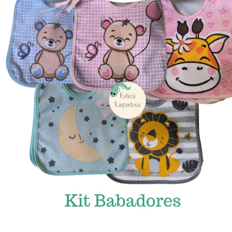 Babador Bebe  Kit com 3 ou 6 Forro Impermeável Alimentacao Bebê Felpudo 100% Algodão