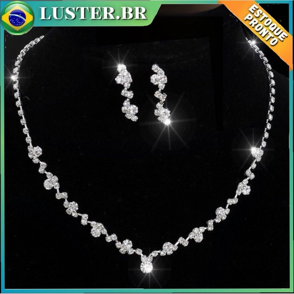 Conjunto Feminino De Colar Com Pingente De Liga E Brincos Para Casamento Conjunto De Joias 2 Em 1