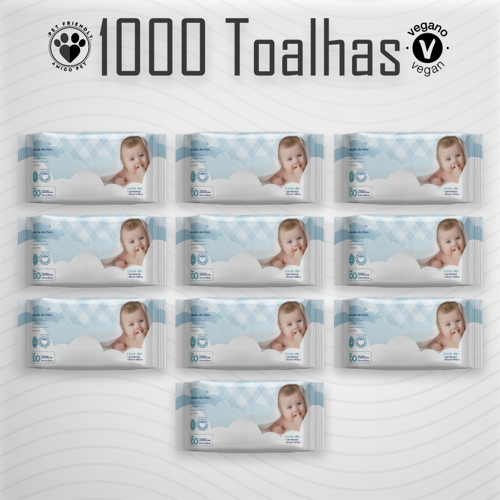 Kit 10 Toalhas Umedecidas Gio Baby 100 Folhas 98% Água