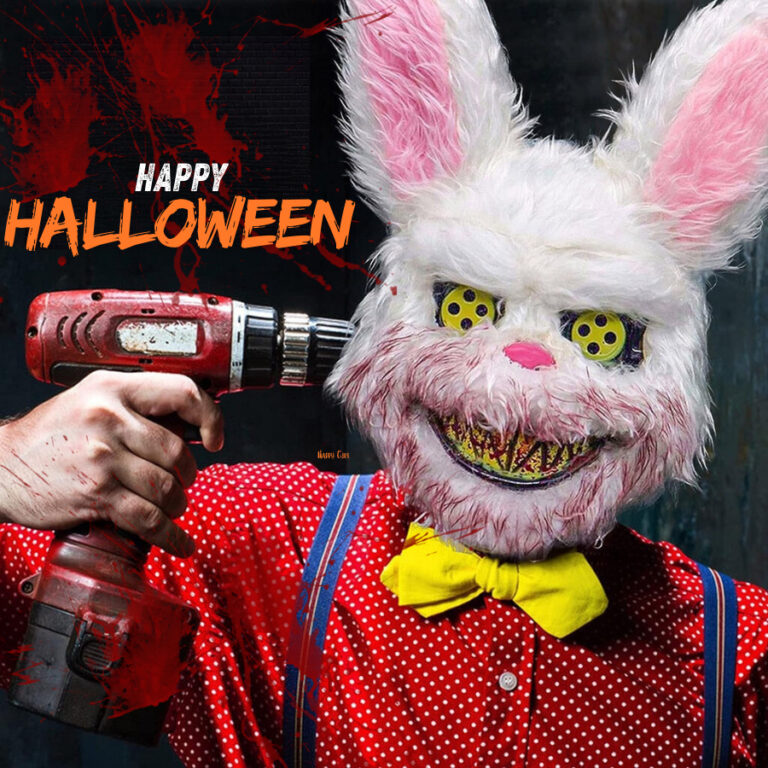 Mascara Halloween Coelho Urso Branco Preto Pelúci