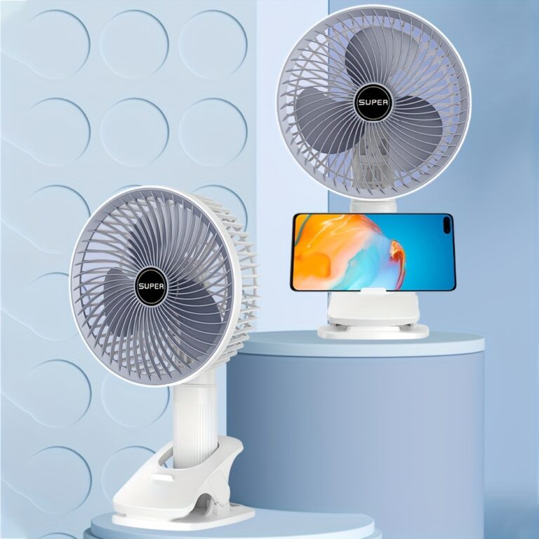 Ventilador Portatil Recarregavel com Base de Clipe