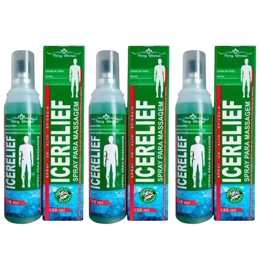 Kit 3x Icerelief Spray Massageador Arnica 120ml Pierry Wermon