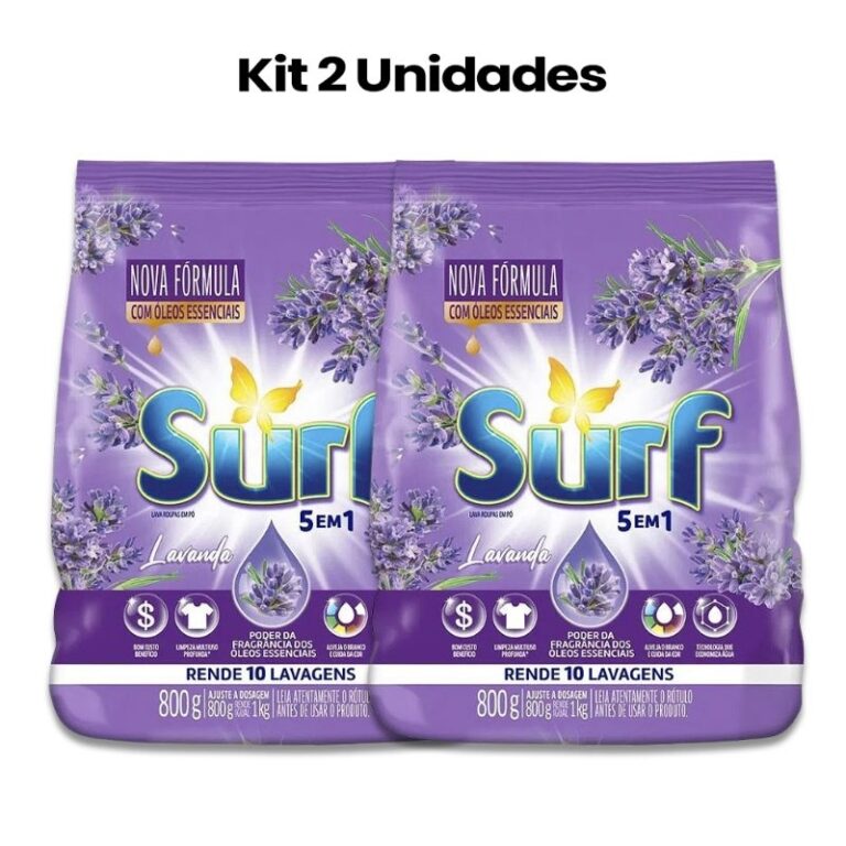 Sabão em Pó Surf 800g  Lava Roupas Kit 2 Unidade
