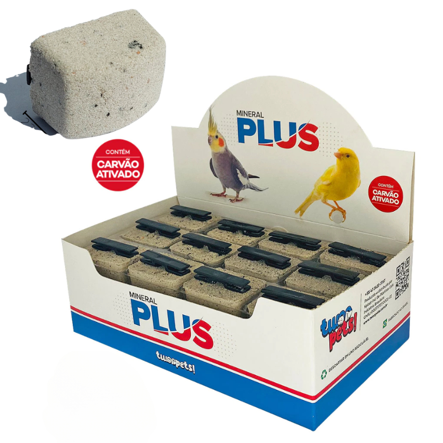 Pedra de Calcio Mineral Plus Caixa com 24 Unidades de 32g Cada CanáriosPássaros Calopsita C/ Sabor