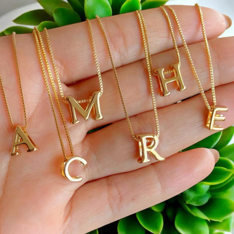 Colar Letra Inicial Feminino Ouro 18k Semi Joia Co