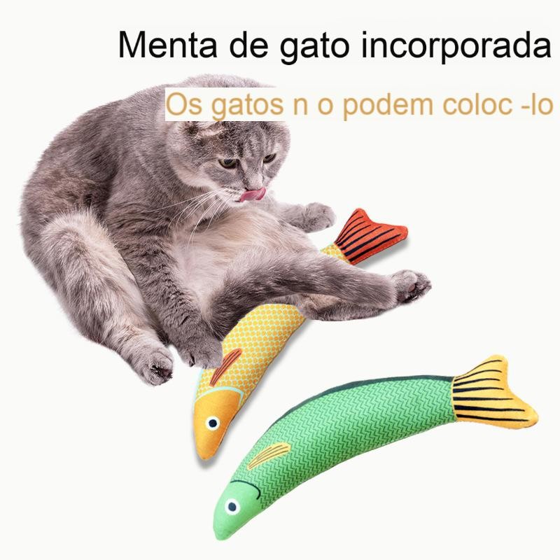Brinquedo Para Gatos Com Catnip Peixe De Pelúcia Interativo Mordedor Para Pets 3D PROMOÇÃO