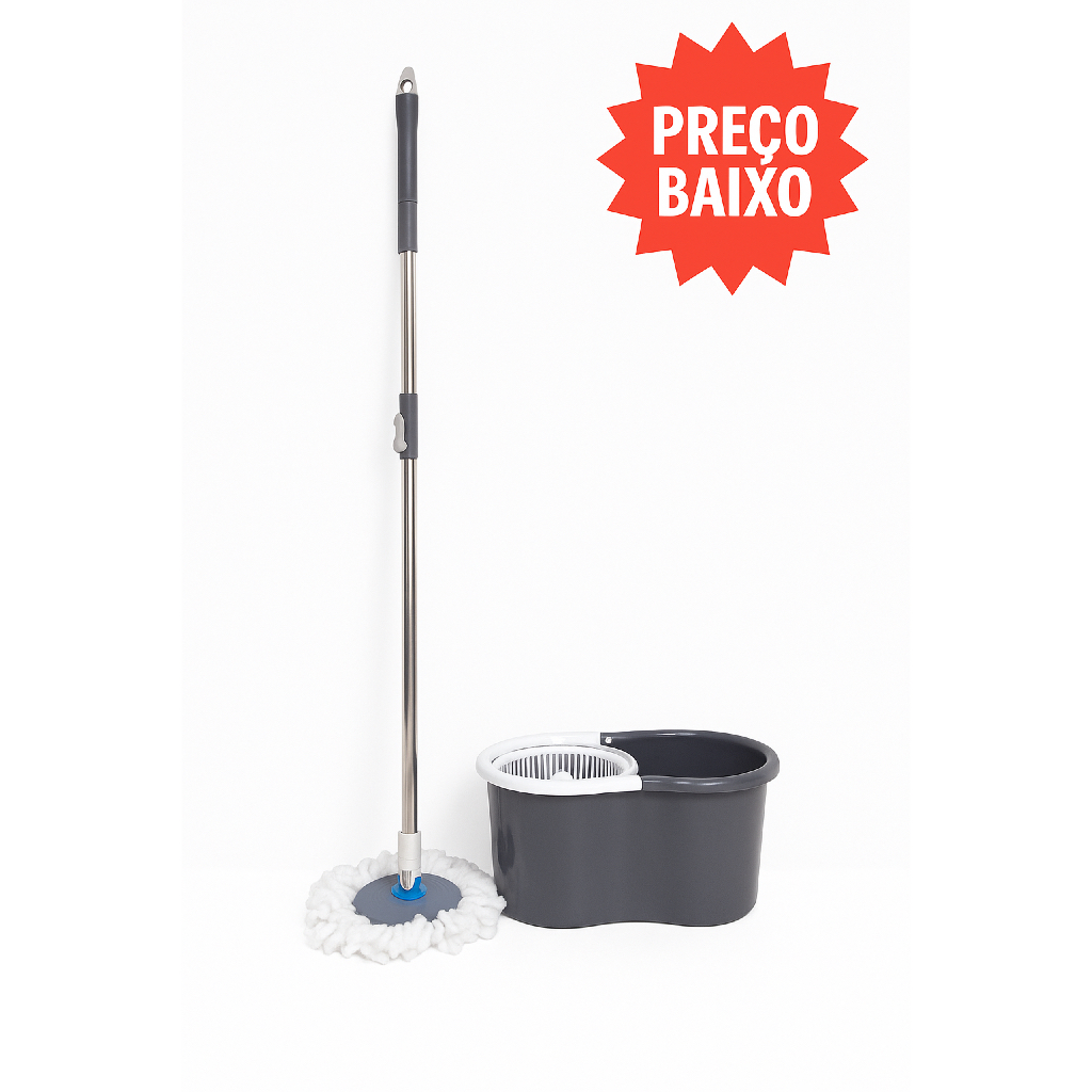 Mop Giratório 8 Litros com 2 Refis Limpeza Prática e Sem Esforço- SORTIDO