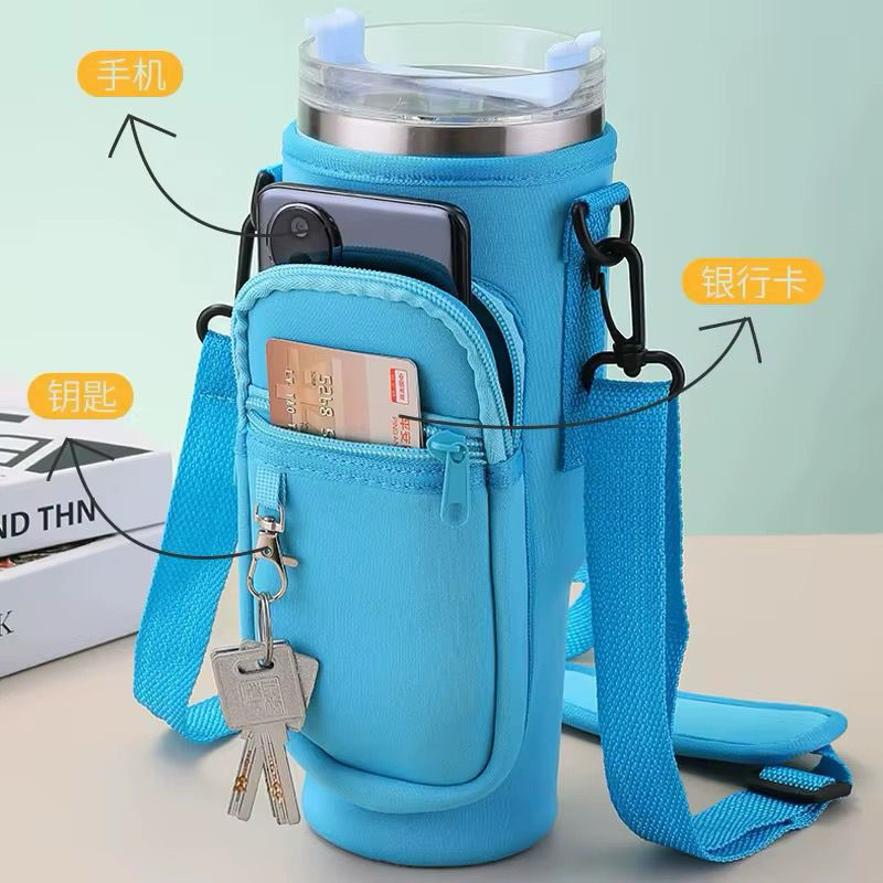 Bolsa para copo  ou garrafa, Alça Ajustável E Bolso Em Neoprene Uso Diagonal Para O Ombro Portátil D