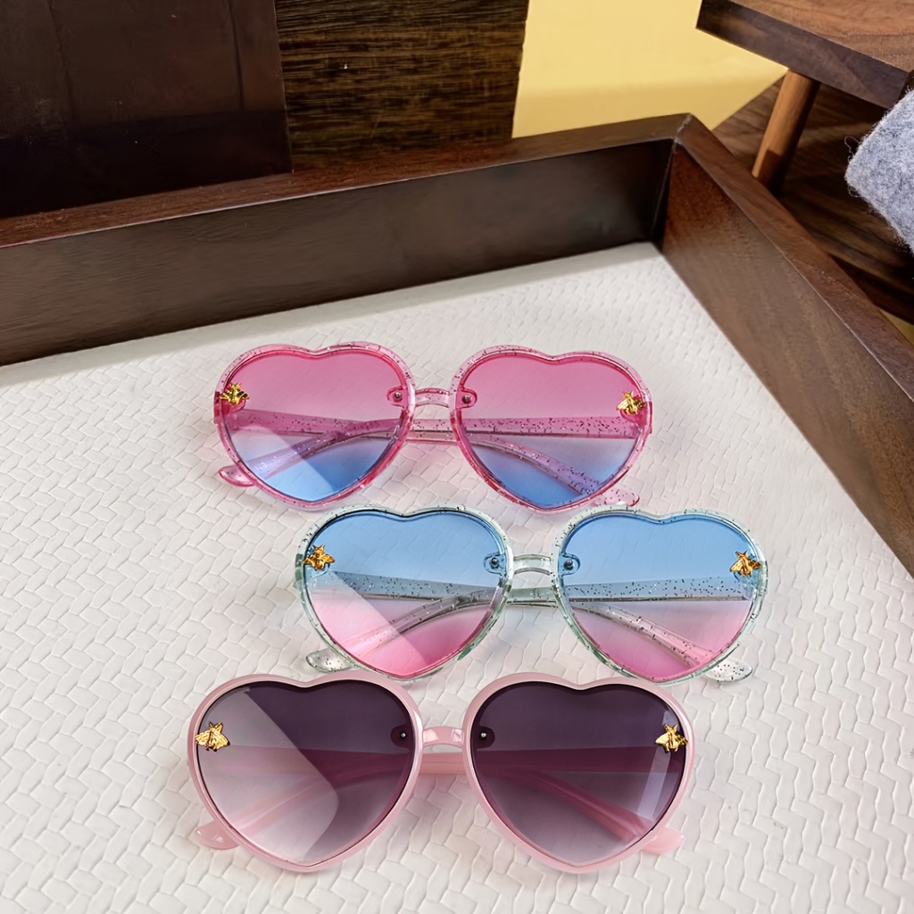 Óculos de Moda em Forma de Coração Sol Infantil com abelha Kids em Formato de Coração