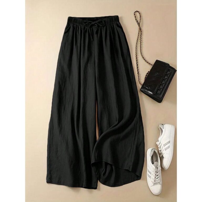 Calça Pantalona Preta Tecido Duna – Lançam