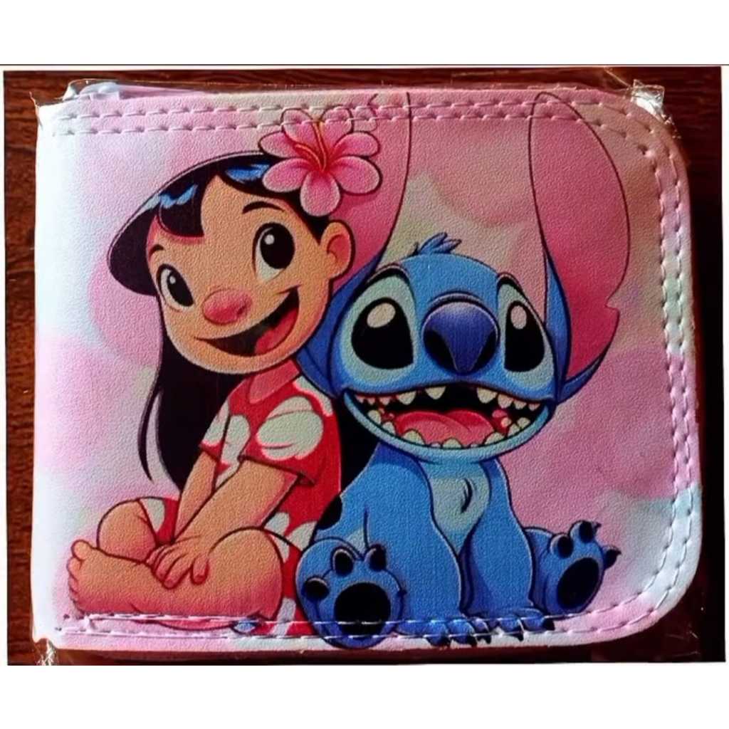 Carteira Infantil Menina Personagem Stich Presente Dia das Crianças Mundo Rosa Com Zipper