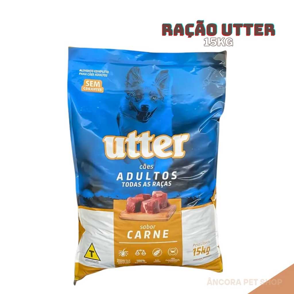 Ração Utter Cães Adultos Sabor Carne e Alta Qualidade – 15kg