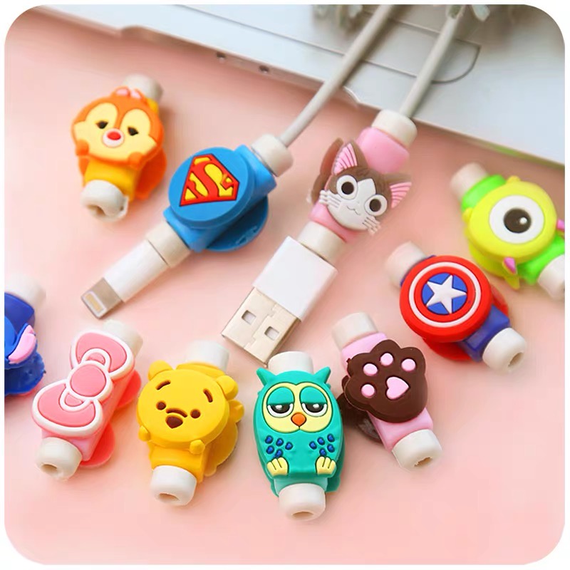Protetor de Cabo Personagens carregador fone USB iPhone Android Bichinhos