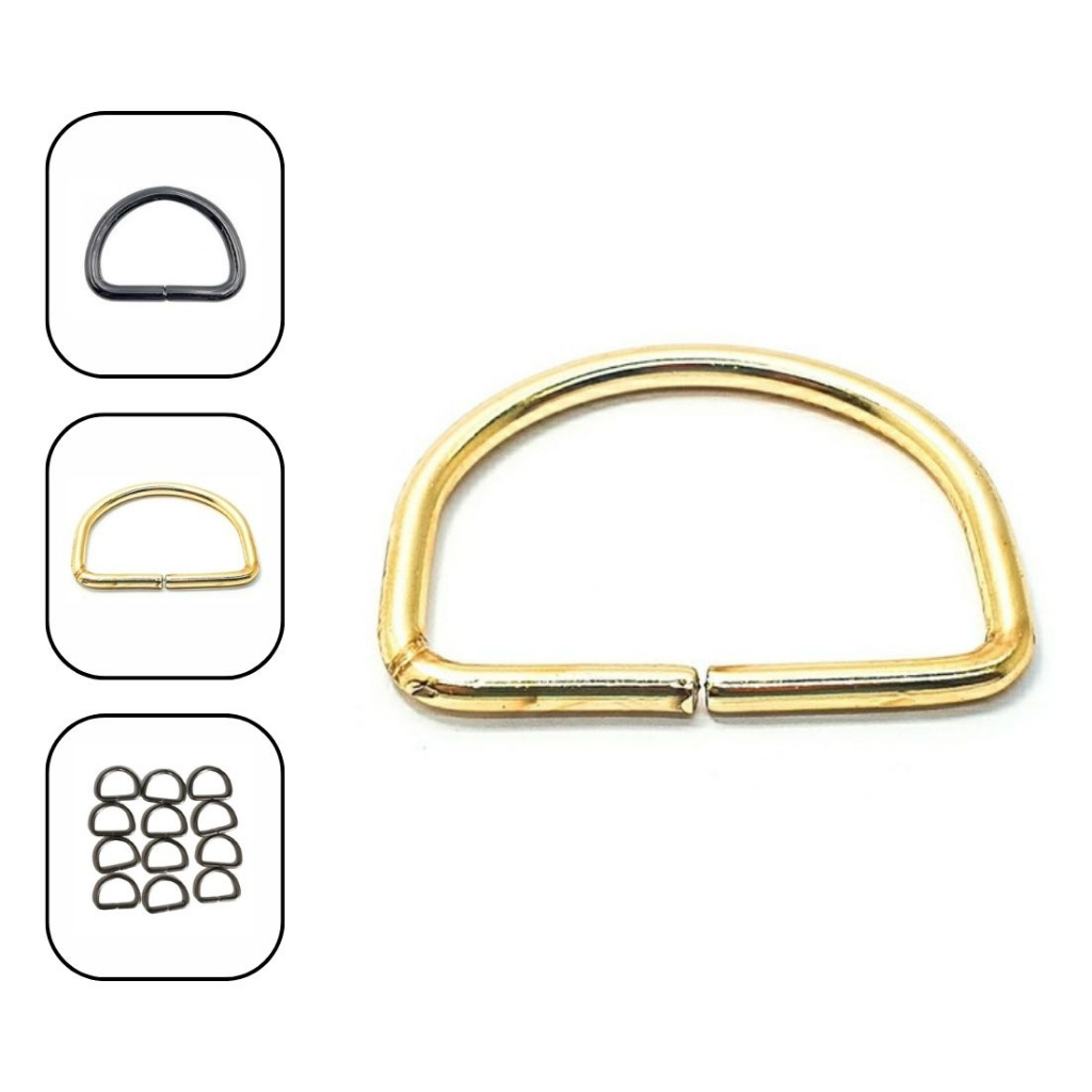 Kit 30 e 50 Fivela Argola Meia Lua de metal dourada para bolsas chaveiros