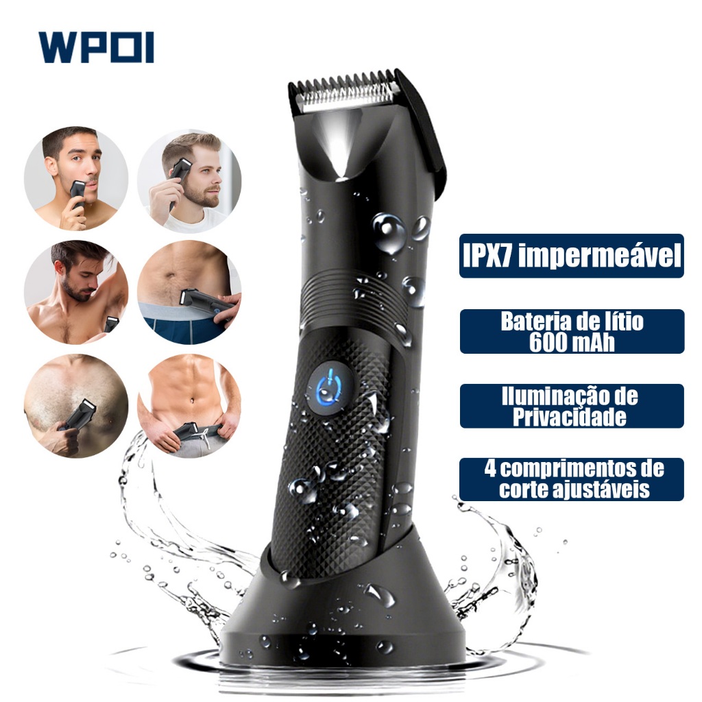 Barbeador Masculino Aparador De Pelos Corporal Sem Fio Elétrico À Prova Dágua Recarregável