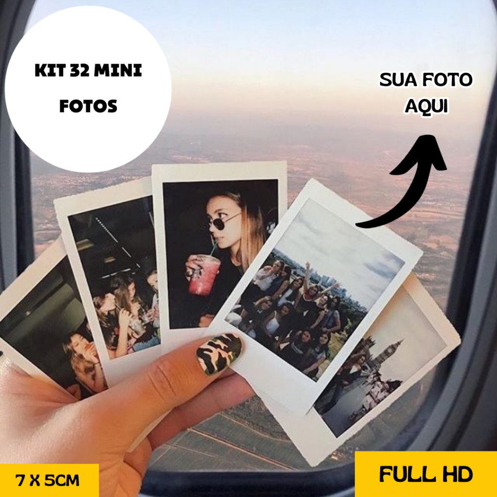 Kit 32 Mini fotos Revelação Personalizado – Cabe na Capinha do Celular Full HD Casal Envio Rápido