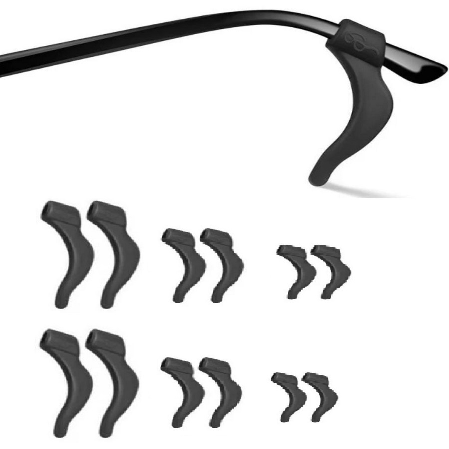 Gancho De Orelha 6 Pares Em Silicone Para Haste De Óculos Flexível Preta Anti Deslizante Confortável
