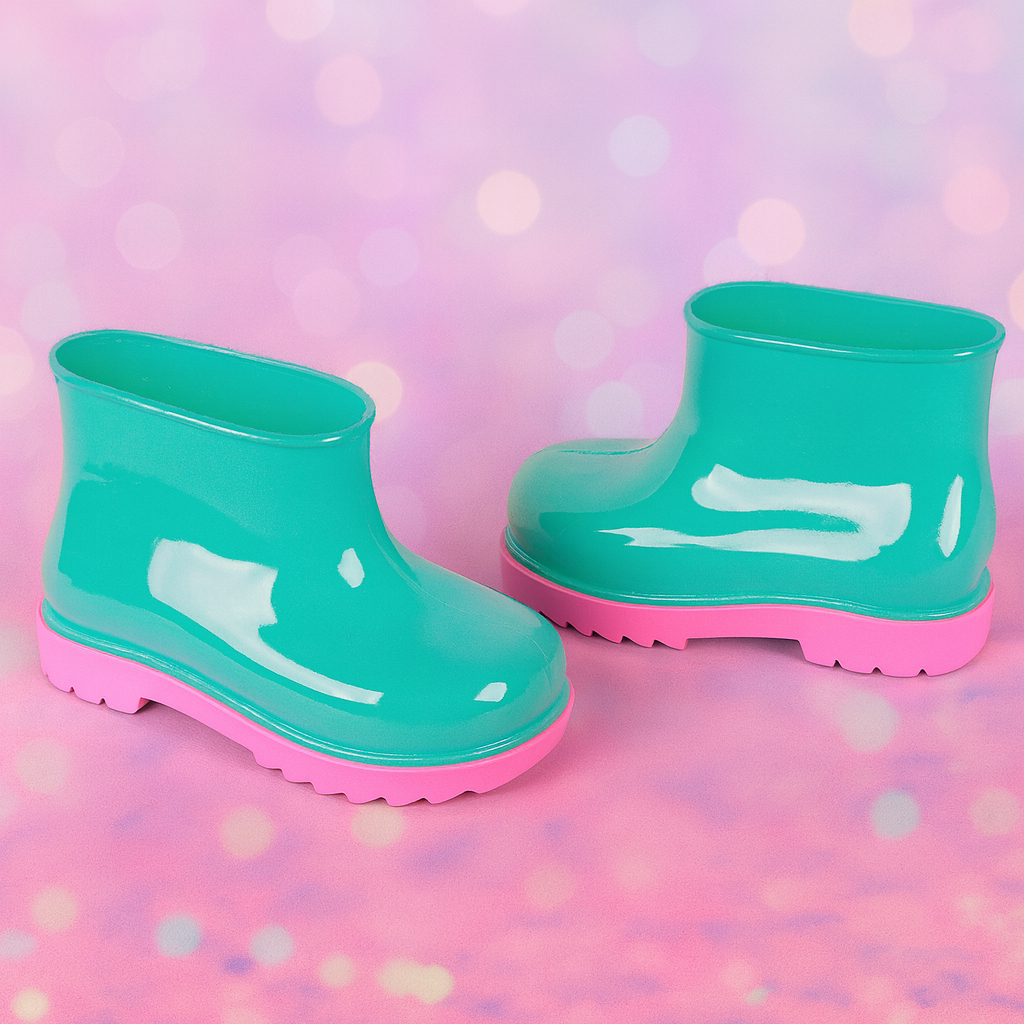 Galocha Bota Baby Menina Infantil Colorida Glitter Lisa Confortável Antiderrapante Promoção MarECor