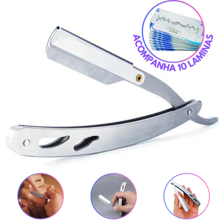 Navalha de Barbear Profissional Em Aço Inox Naval