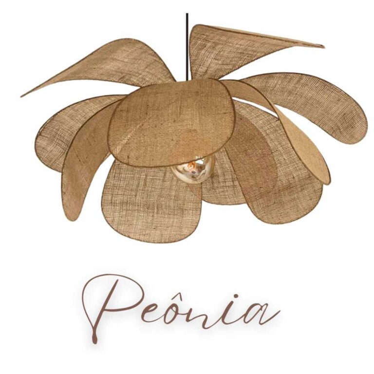 Luminária Lustre Peônia Flor Pendente Juta 10 P�