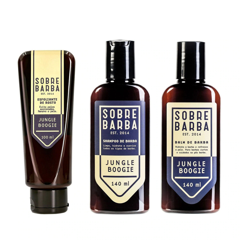 Kit Sobrebarba – Esfoliante, Shampoo e Balm de Barba – Jungle Boogie